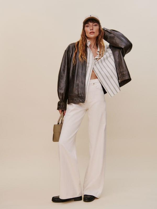 Cary High Rise Slouchy Wide Leg Jeans - Fior Di Latte